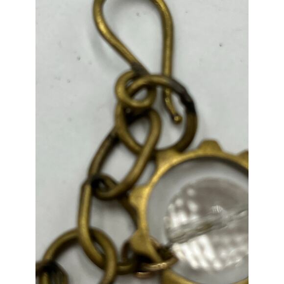 Vintage Style Clear Faceted Quartz Crystal Charm Bracelet Brass Tone 7.5" - Picture 6 of 7